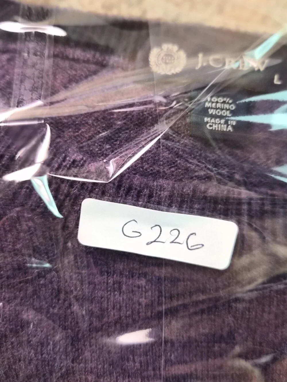 J.CREW Men's Sweater Size Large 100% Merino Wool Pullover Purple Crew Neck G226